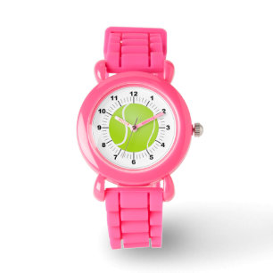 Tennisball-Ball Pink-Glitzer-Strap-Watch für Kinde Armbanduhr