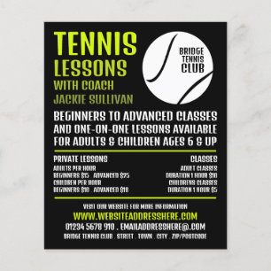 Tennisball-Design, Tennisunterricht/Klassenwerbung Flyer