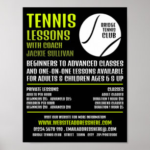 Tennisball-Design, Tennisunterricht/Klassenwerbung Poster