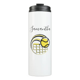Tennisball fliegen über das Netz Personalisiert Thermosbecher