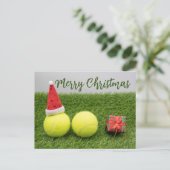 Tennisball Frohe Weihnachtsfeiertage Postkarte (Stehend Vorderseite)