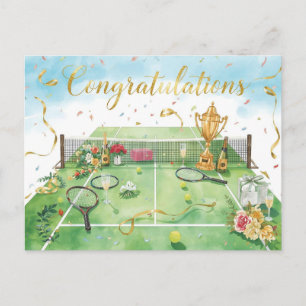 Tennisball Gratulation auf grün Postkarte