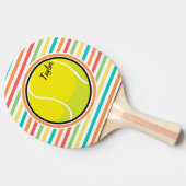 Tennisball; helle Regenbogenstreifen Tischtennis Schläger (Seitenansicht)