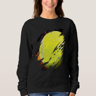 Tennisball im Feuer im Inneren meines Fanspielers Sweatshirt