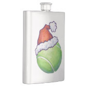 Tennisball in Weihnachtsmannmütze Flachmann (Rechts)