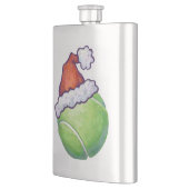 Tennisball in Weihnachtsmannmütze Flachmann (Links)