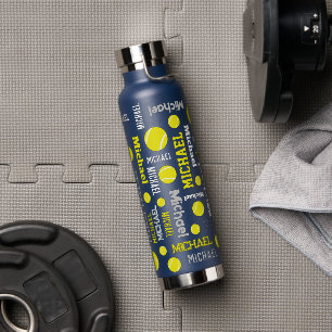 Tennisball-individuelle Name Graugelb Trinkflasche