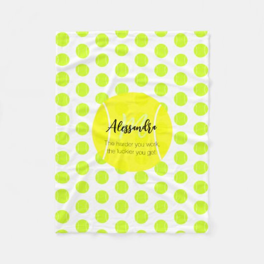 Tennisball individuelle Name & Text Fleecedecke (Vorderseite)