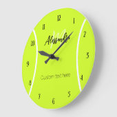 Tennisball individuelle Name & Text Große Wanduhr (Winkel)