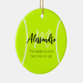 Tennisball individuelle Name & Text Keramik Ornament (Rechts)