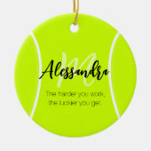 Tennisball individuelle Name & Text Keramik Ornament (Vorne)