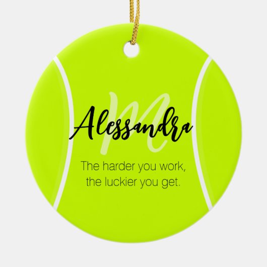 Tennisball individuelle Name & Text Keramik Ornament (Vorne)