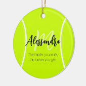 Tennisball individuelle Name & Text Keramik Ornament (Links)
