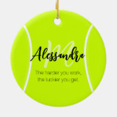 Tennisball individuelle Name & Text Keramik Ornament (Hinten)