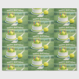 Tennisball mit Alles Gute zum Geburtstag und Kuche Geschenkpapier