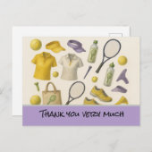 Tennisball mit blauem Schläger Danke Karte (Vorne/Hinten)