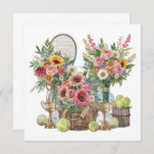 Tennisball mit Blume des Tennisspielers Dankeskarte (Vorne/Hinten)