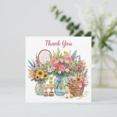 Tennisball mit Blume des Tennisspielers Dankeskarte (Stehend Vorderseite)