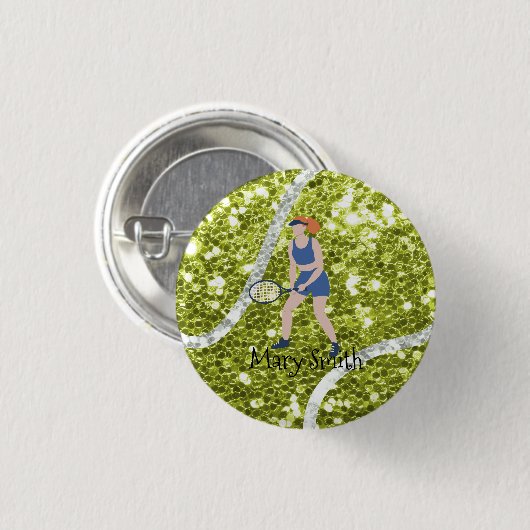 Tennisball mit deinem Namen Button (Vorne & Hinten)