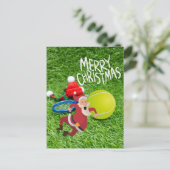 Tennisball mit dem Weihnachtsmann Frohe Weihnachte Postkarte (Stehend Vorderseite)