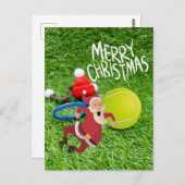 Tennisball mit dem Weihnachtsmann Frohe Weihnachte Postkarte (Vorne/Hinten)