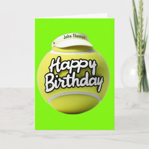 Tennisball mit fröhlichem Geburtstag mit Visier Karte