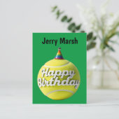 Tennisball mit Geburtstagsfeier Postkarte (Stehend Vorderseite)