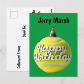 Tennisball mit Geburtstagsfeier Postkarte (Vorne/Hinten)