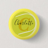 Tennisball mit Gold Monogram Script Name gelb Button (Vorderseite)