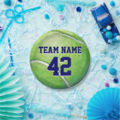 Tennisball mit Teamname und -nummer Pappteller (Party)