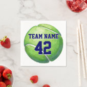 Tennisball mit Teamname und -nummer Serviette (Beispiel)