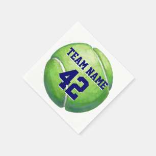 Tennisball mit Teamname und -nummer Serviette