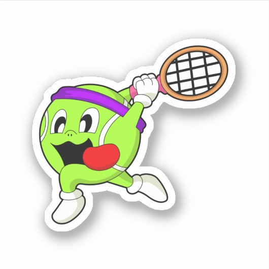 Tennisball mit Tennisschläger Aufkleber (Vorderseite)