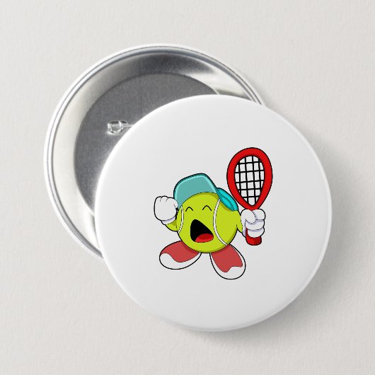 Tennisball mit Tennisschläger Button (Vorne & Hinten)