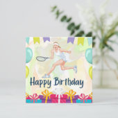 Tennisball mit Tennisschläger Karte (Stehend Vorderseite)