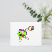 Tennisball mit Tennisschläger Postkarte (Stehend Vorderseite)