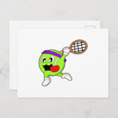 Tennisball mit Tennisschläger Postkarte (Vorne/Hinten)
