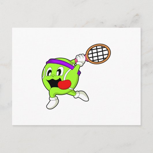 Tennisball mit Tennisschläger Postkarte (Vorderseite)
