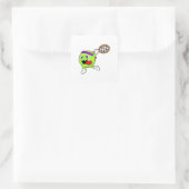 Tennisball mit Tennisschläger Quadratischer Aufkleber (Tasche)