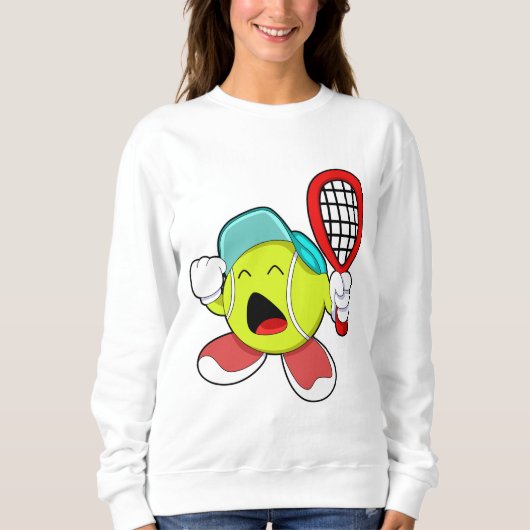 Tennisball mit Tennisschläger Sweatshirt (Vorderseite)