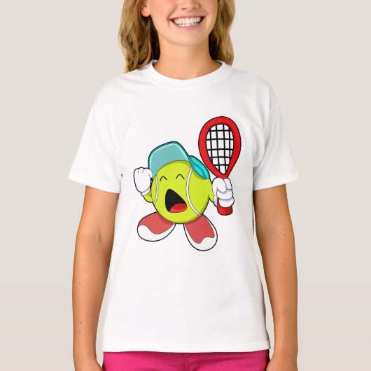 Tennisball mit Tennisschläger T-Shirt (Vorderseite)