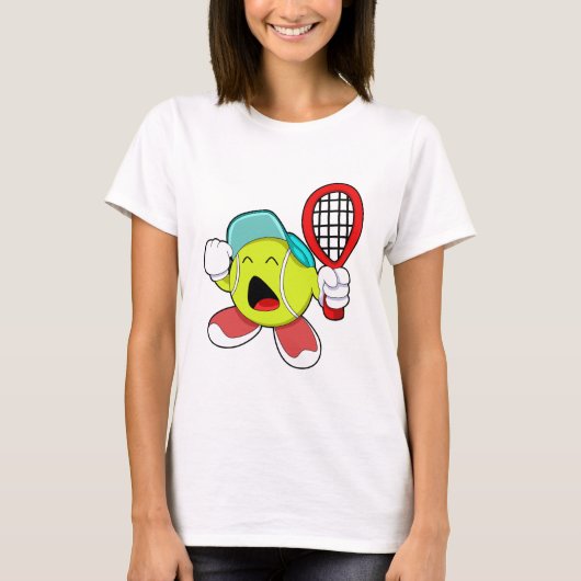 Tennisball mit Tennisschläger T-Shirt (Vorderseite)