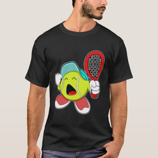 Tennisball mit Tennisschläger T-Shirt (Vorderseite)