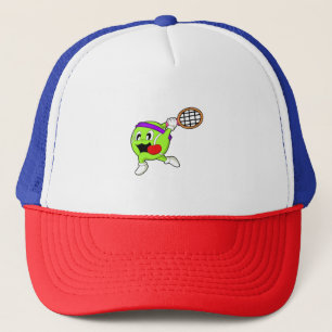 Tennisball mit Tennisschläger Truckerkappe
