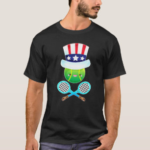 Tennisball mit Uncle Sam Hat 4. Juli USA Fla T-Shirt