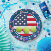 Tennisball mit US-Flagge 4. Juli Party Pappteller (Party)