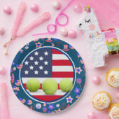 Tennisball mit US-Flagge 4. Juli Party Pappteller (Party)