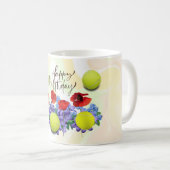 Tennisball mit viel Blume zum Geburtstag Kaffeetasse (VorderseiteRechts)