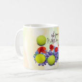 Tennisball mit viel Blume zum Geburtstag   Kaffeetasse (Vorderseite Links)