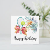 Tennisball mit viel Blume zum Geburtstag Karte (Stehend Vorderseite)